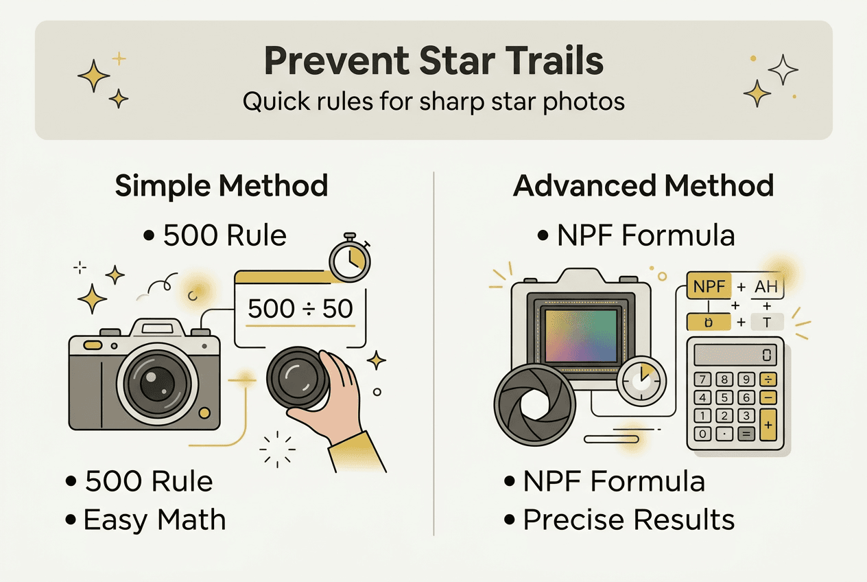 Infographic comparing 500 Rule versus NPF formula