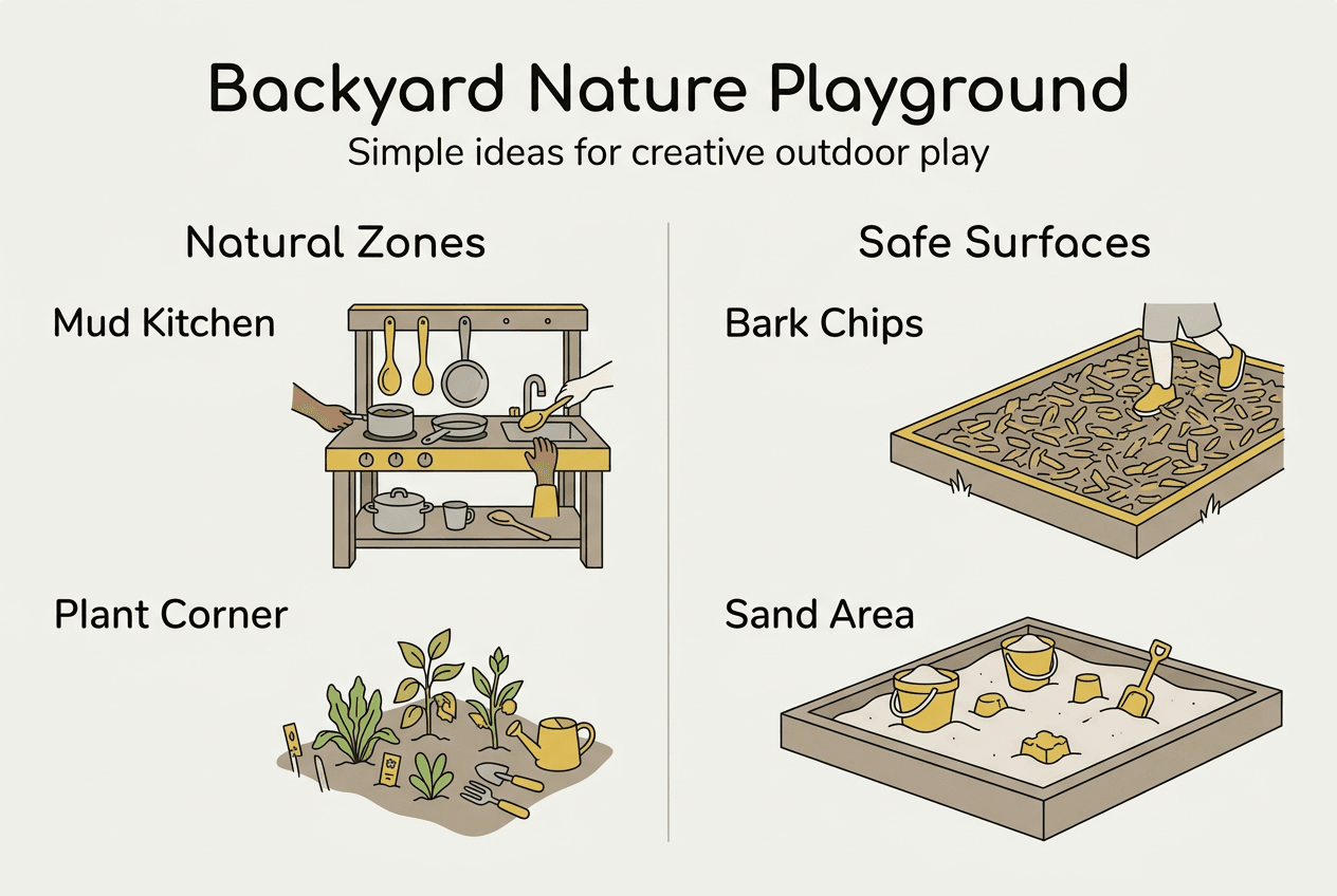 Infographic of key backyard nature playground features