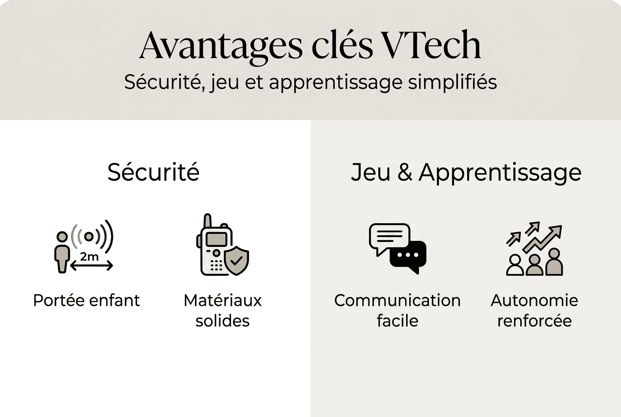 Découvrez en image les principaux atouts des talkies-walkies VTech