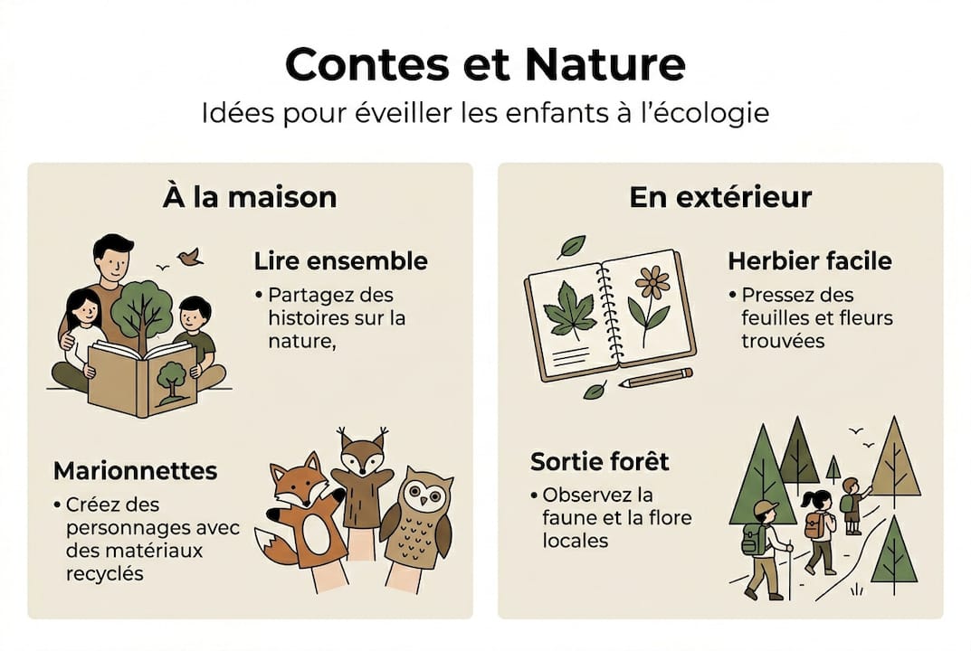 Illustration : des activités en pleine nature et des histoires pour les enfants