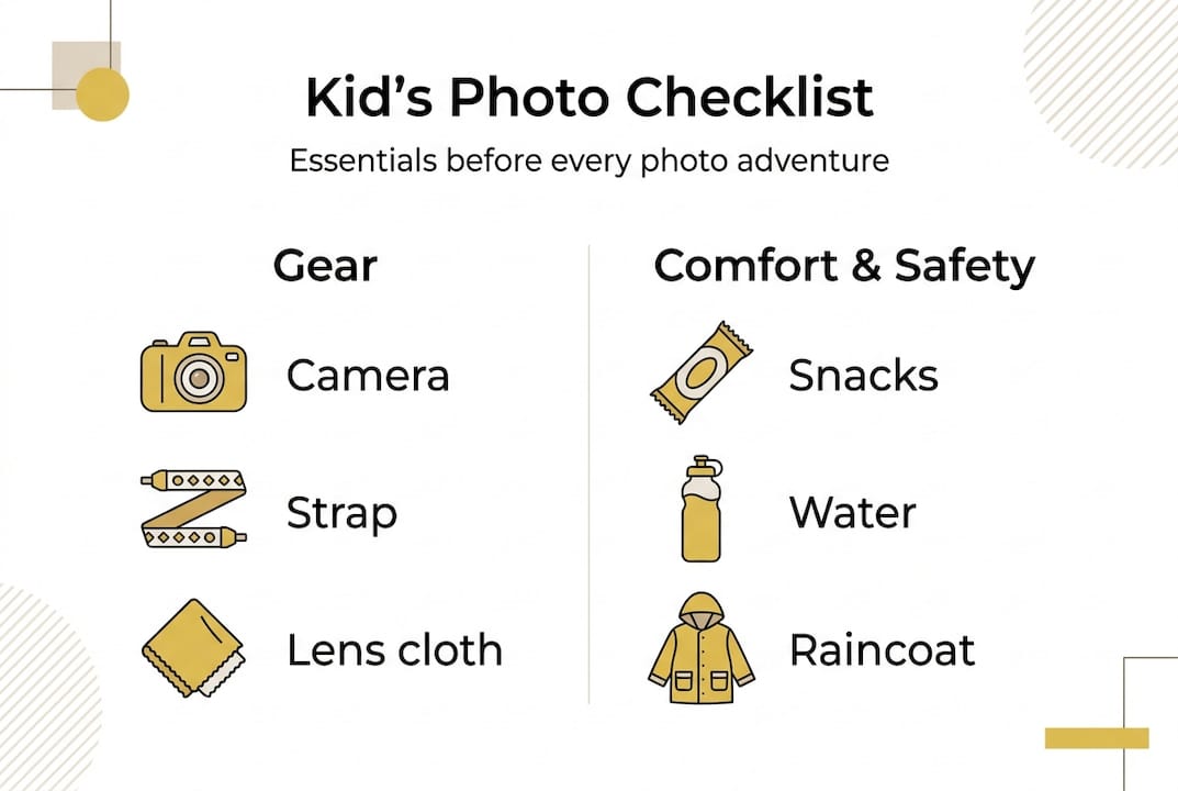 Infographic Kid’s Photo Checklist essentials summary