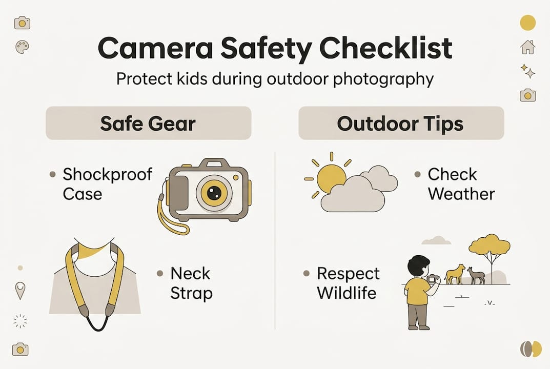 Infographic camera safety checklist for children