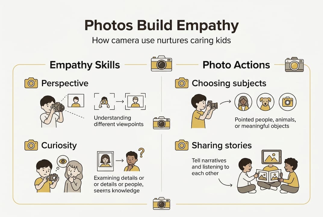 Infographic with empathy skills and photo actions