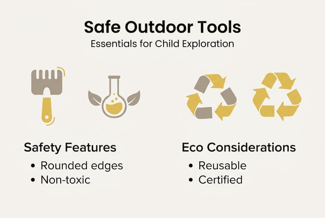 Infographic child-safe outdoor tools features