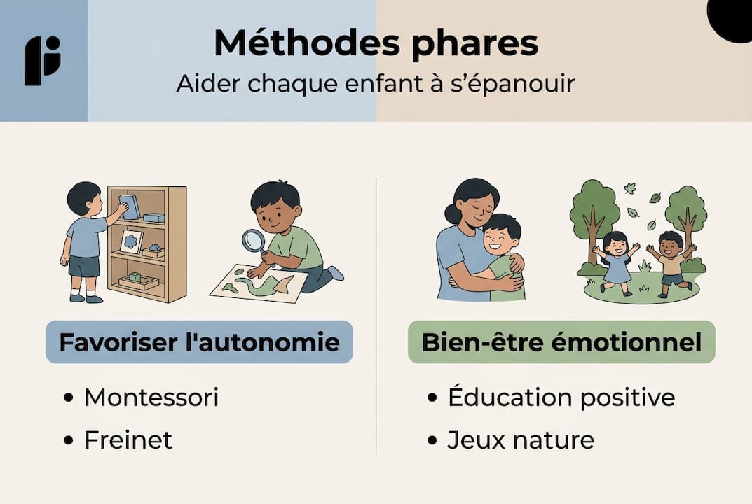 Infographie sur les principales approches favorisant le développement de l’enfant