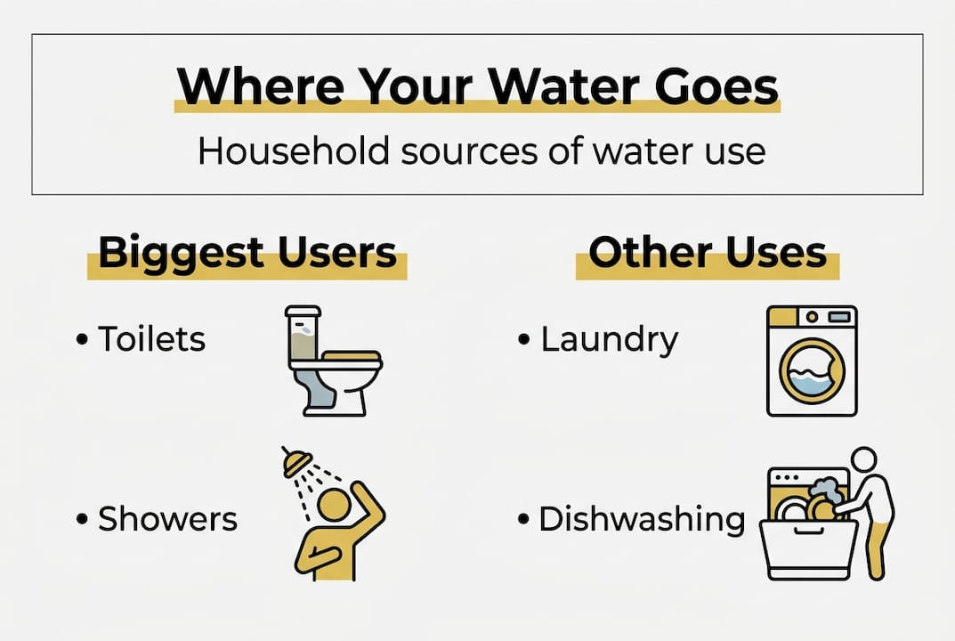 Infographic on home water use breakdown