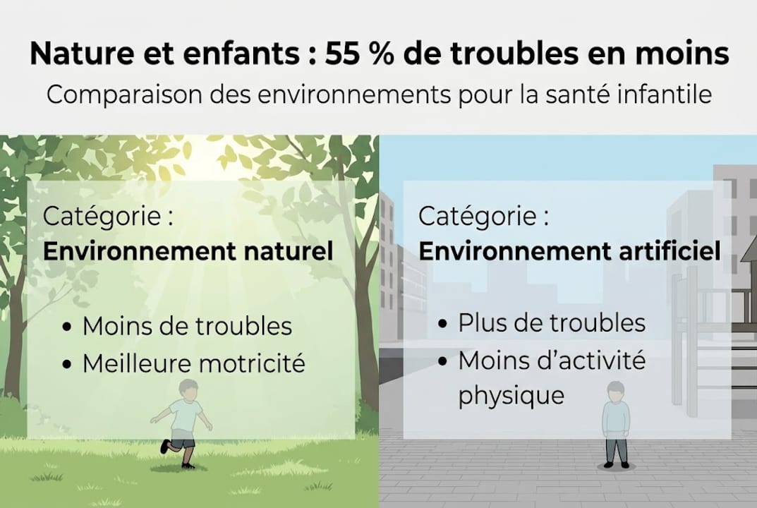 Infographie : l’impact de la nature sur la santé des enfants, le comparatif