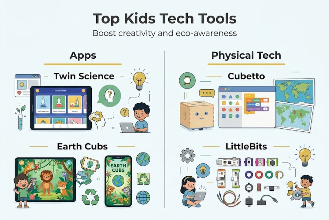Infographic with best apps and tech tools
