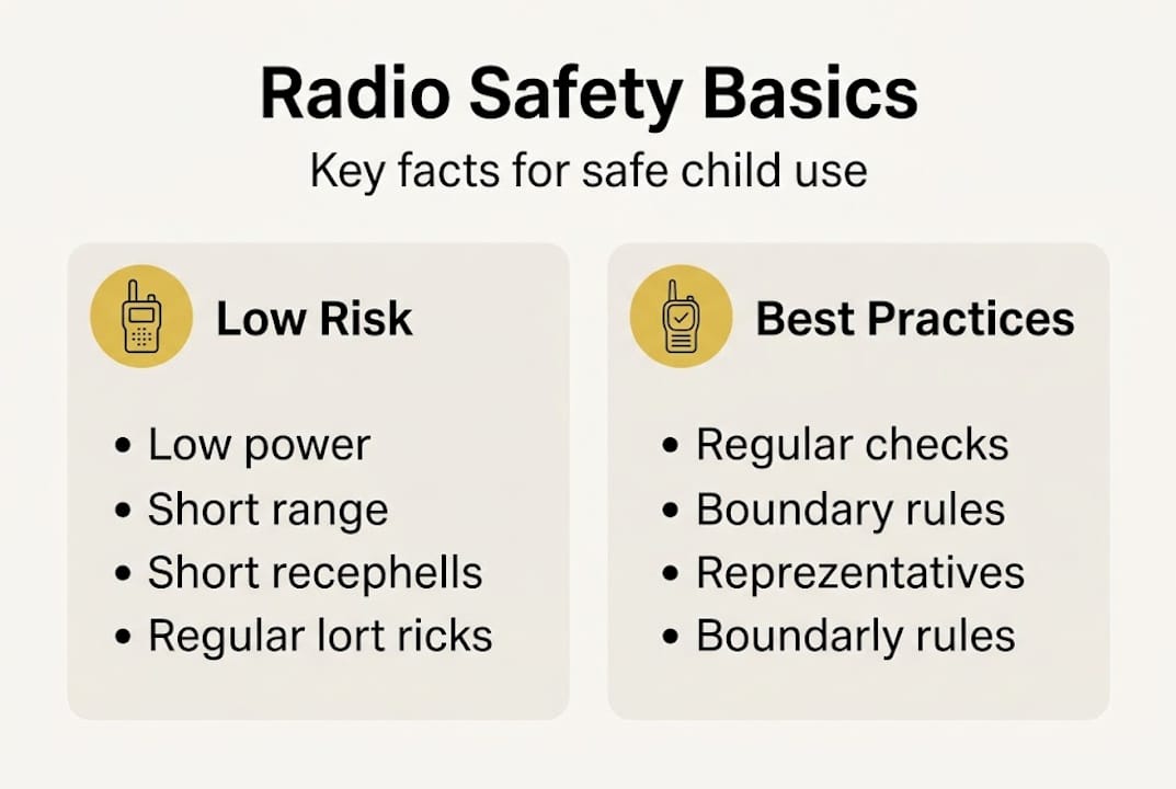 Infographic showing walkie talkie radio safety tips