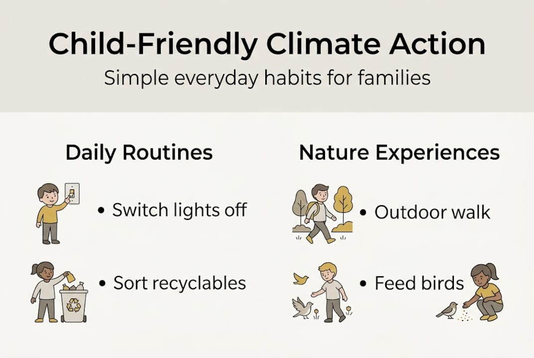 Infographic showing child-friendly climate action habits