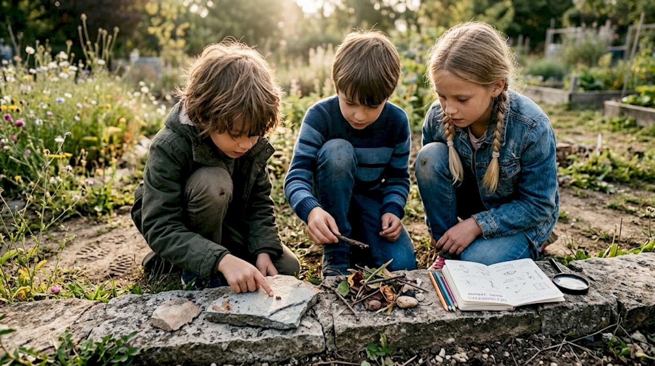 Des enfants relèvent ensemble un défi en pleine nature