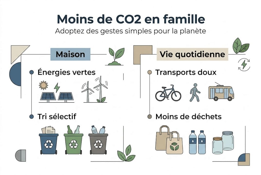 Infographie : comment réduire son empreinte carbone en famille
