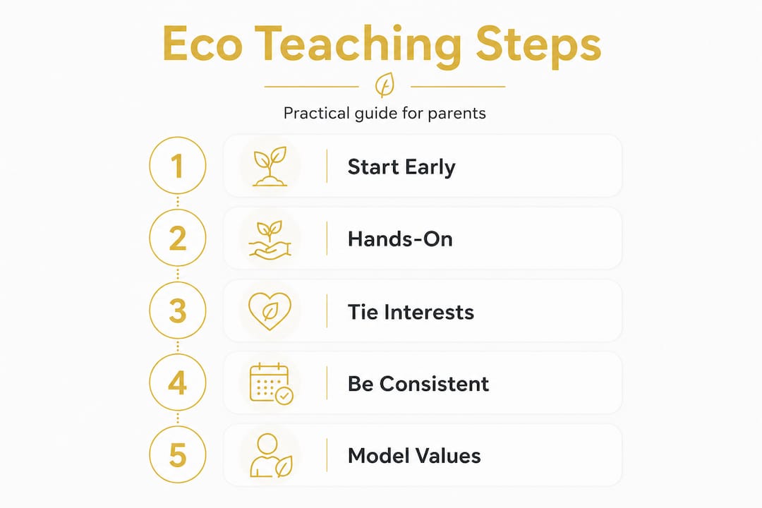 Infographic showing eco teaching steps for parents