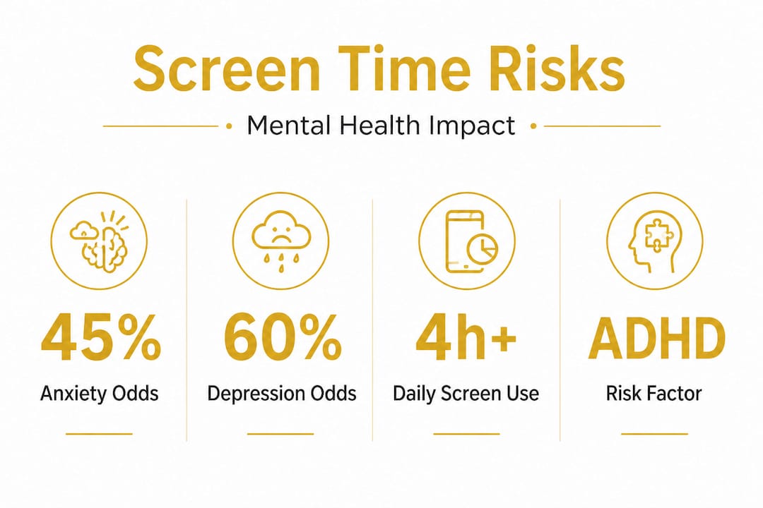 Infographic shows screen time mental health stats