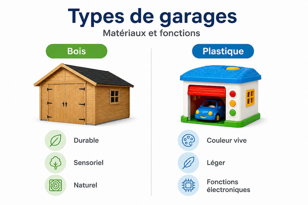 Infographie : le match entre garages pour enfants en bois et en plastique