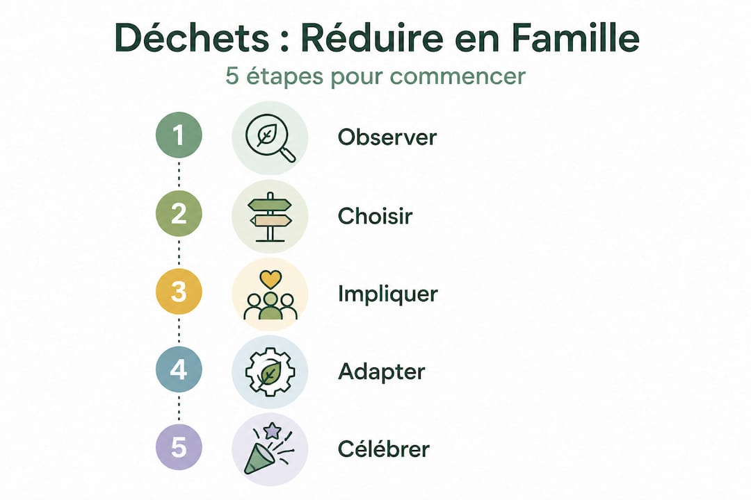 Infographie : les grandes étapes pour adopter le zéro déchet en famille