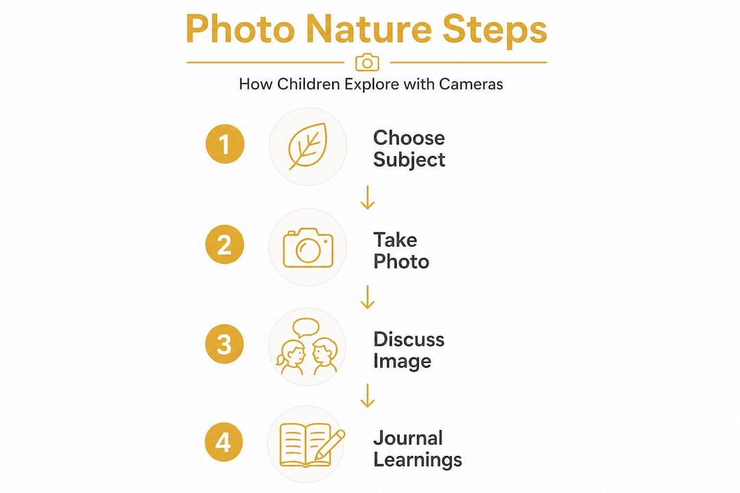 Infographic showing steps to explore nature with cameras