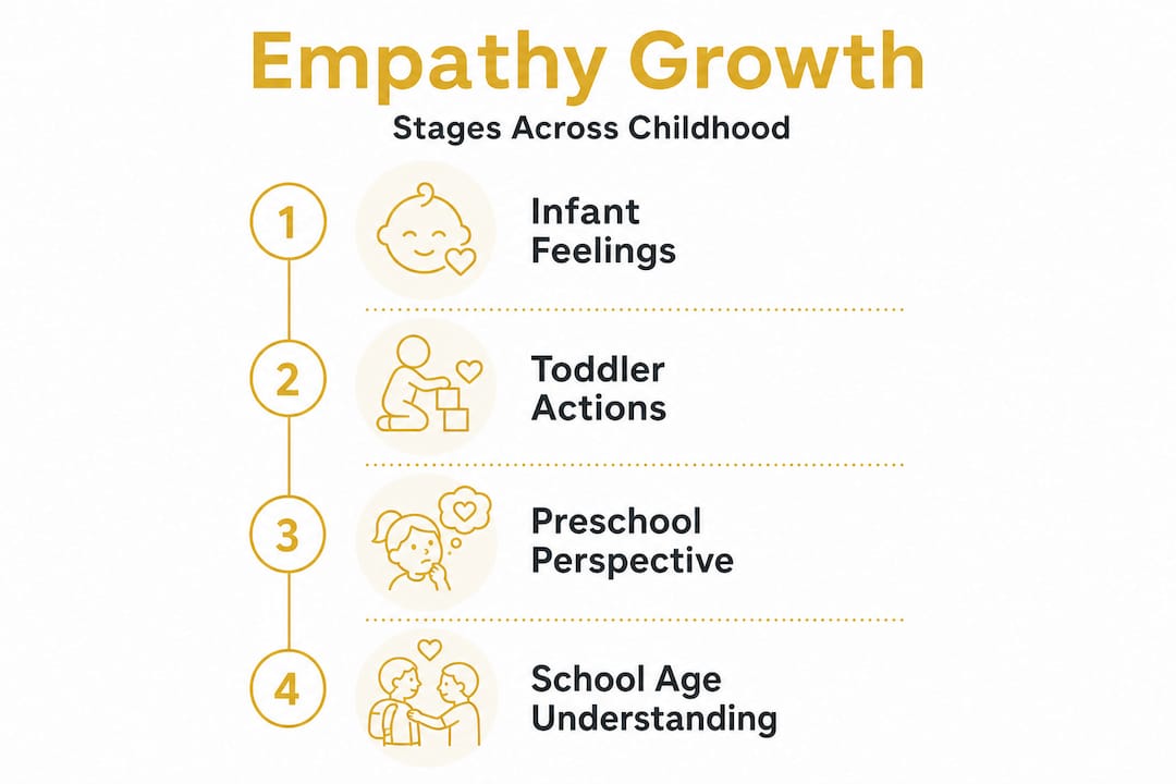 Infographic outlining empathy development stages in children