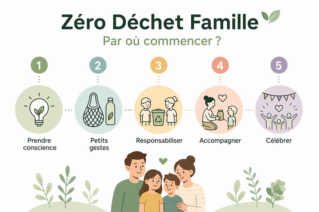Infographie : le parcours vers une famille zéro déchet, étape par étape
