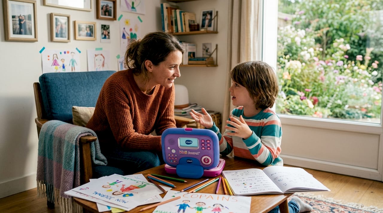 Une maman partage un moment complice avec son enfant grâce au Kidi Secret.