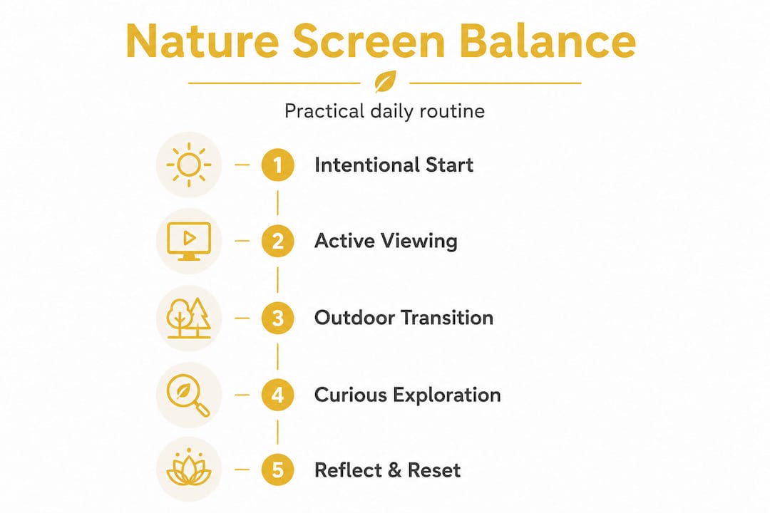 Vertical flow infographic: balancing nature and screen time