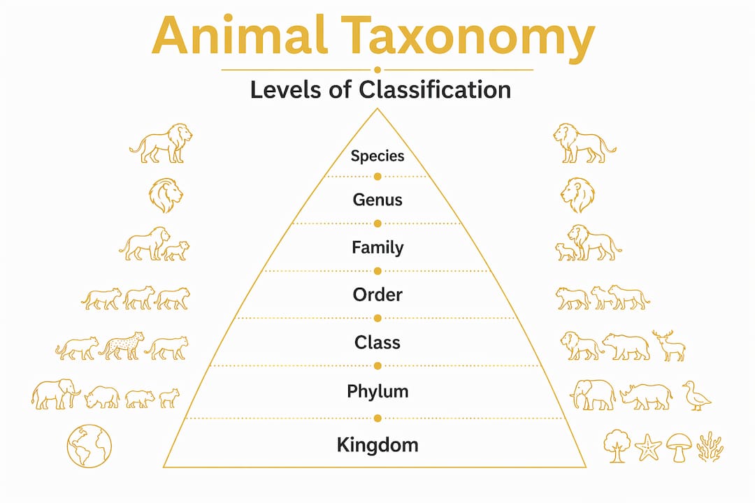 Infographic of animal classification hierarchy