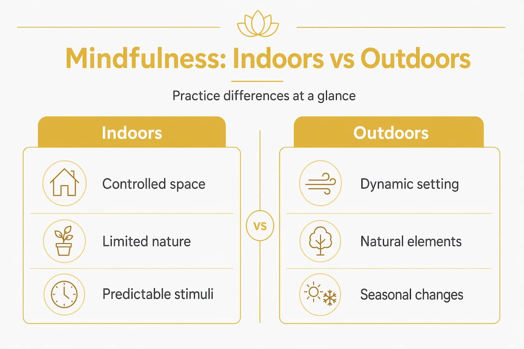 Infographic comparing indoor and outdoor mindfulness
