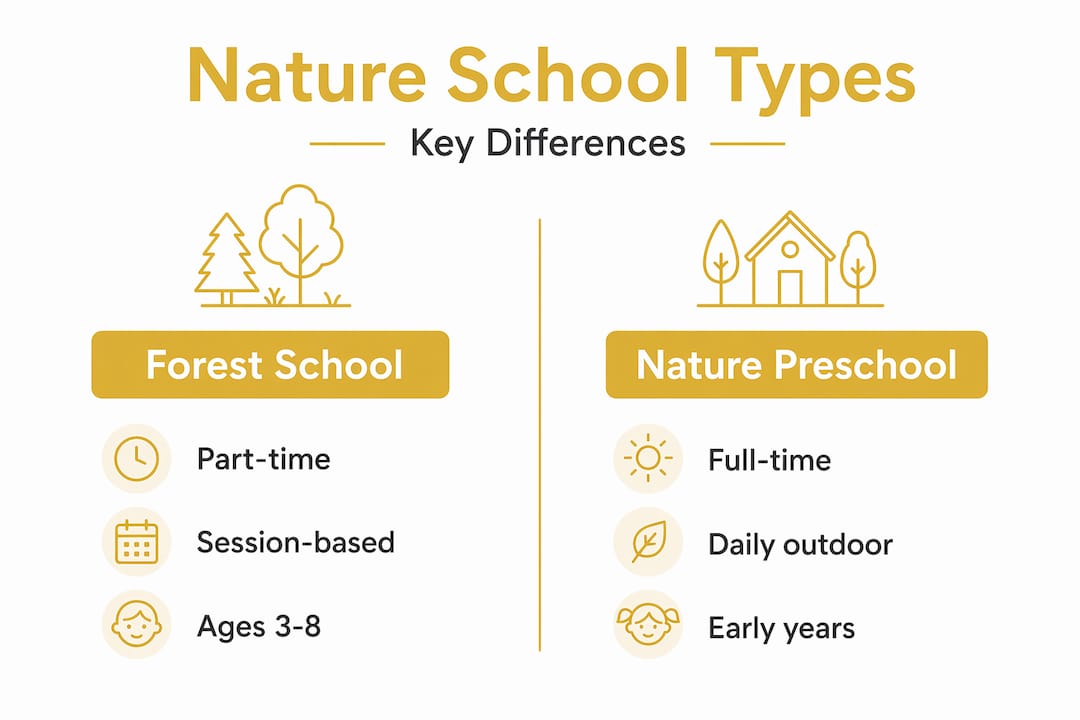 Infographic comparing nature school types