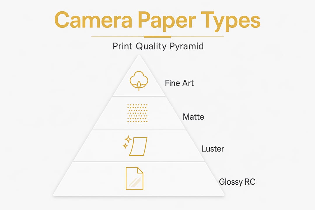 Hierarchy infographic of camera paper types