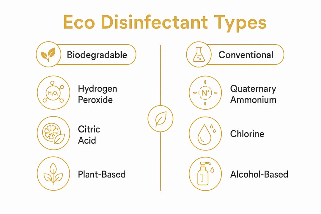 Infographic comparing eco and conventional disinfectants