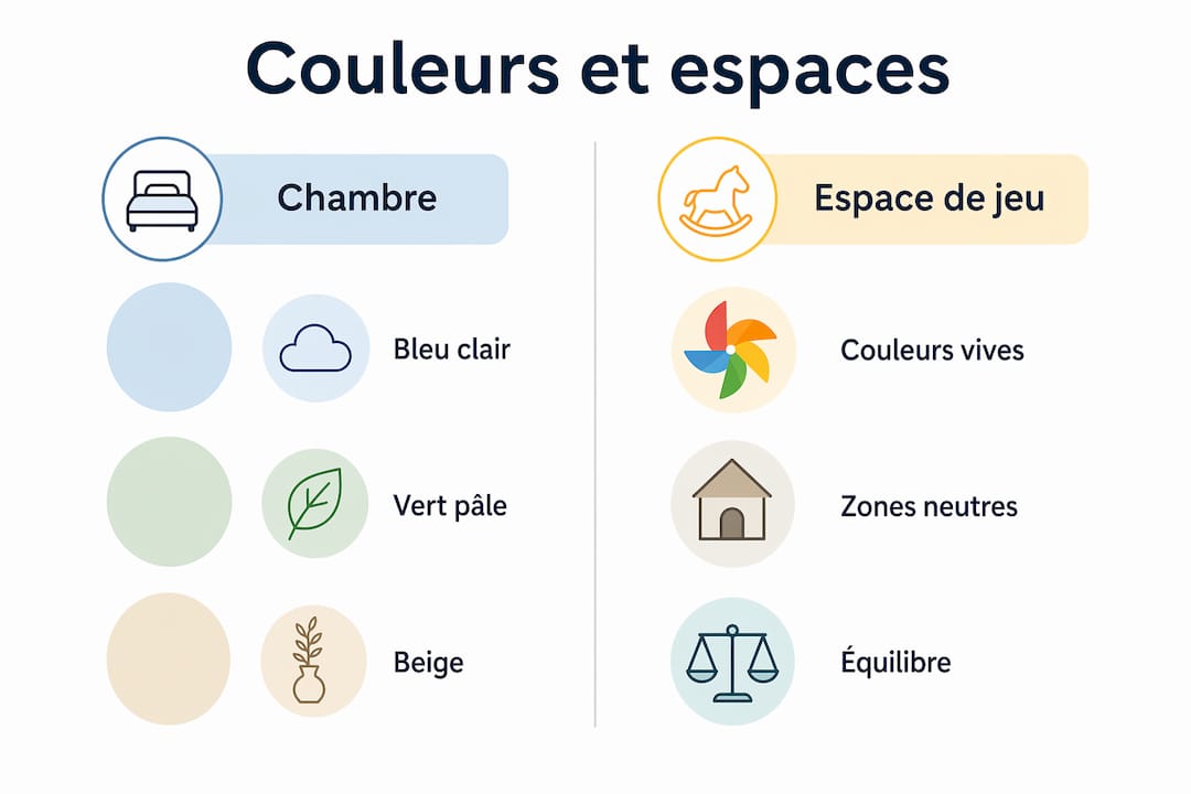 Découvrez notre infographie dédiée aux couleurs idéales pour aménager une chambre ou un espace de jeux, afin de créer une atmosphère à la fois apaisante et stimulante.