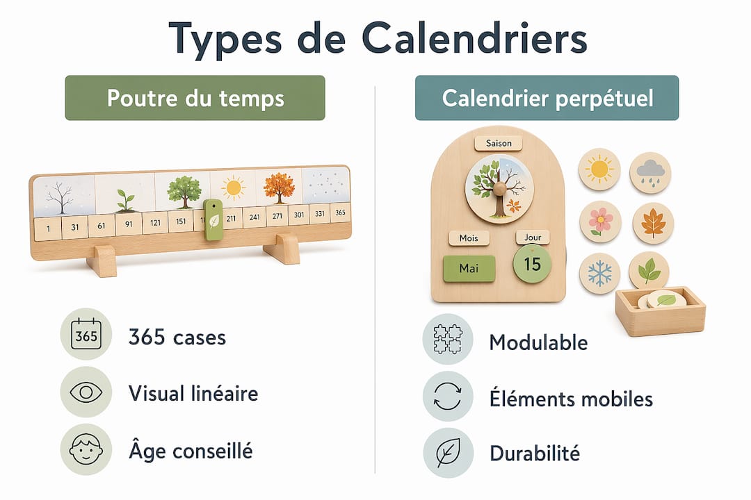 Infographie mettant en parallèle deux calendriers de la nature