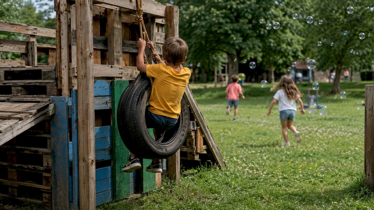 Outdoor play equipment made from recycled materials