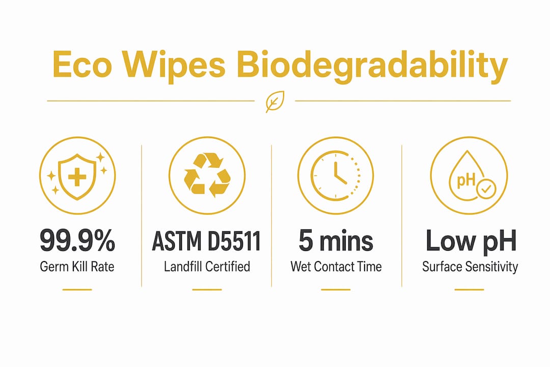 Infographic showing eco wipes biodegradability stats