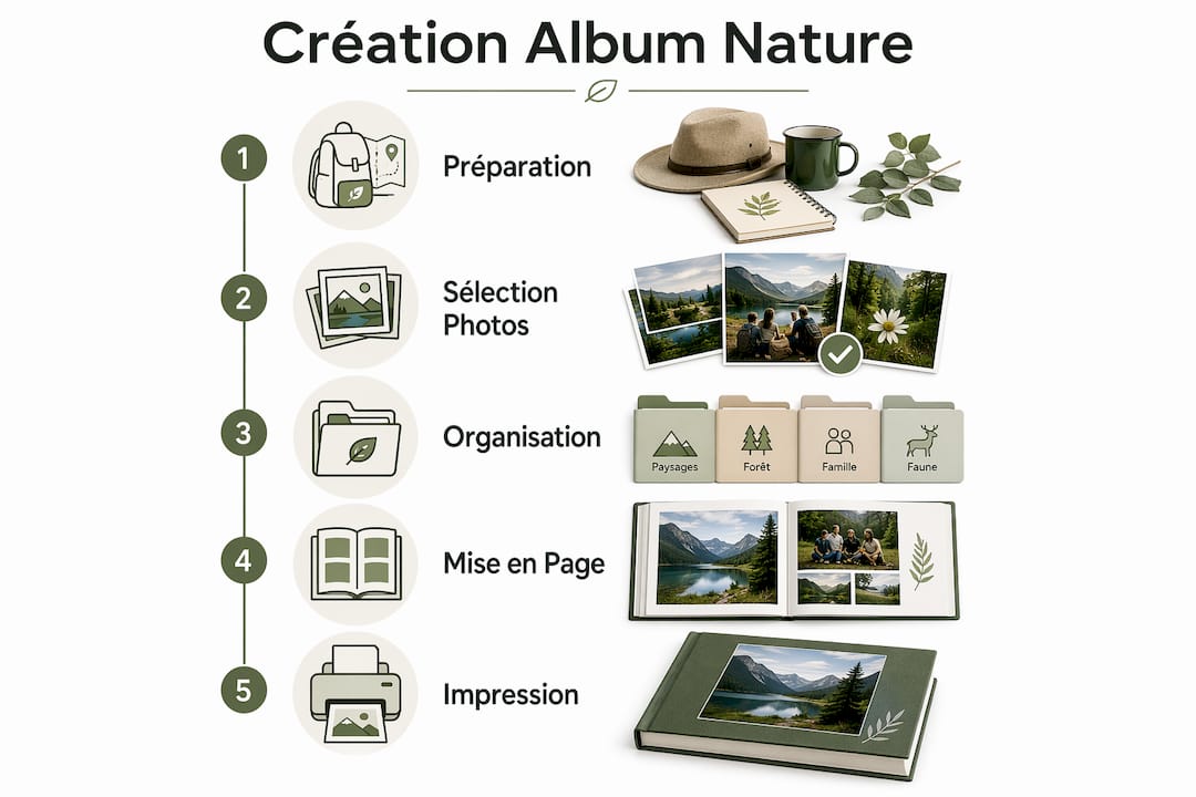 Infographie : les différentes étapes pour réaliser un album photo sur le thème de la nature