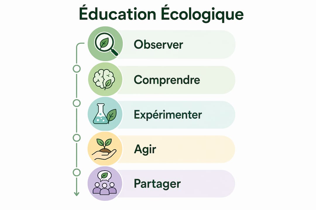 Infographie présentant les étapes essentielles pour sensibiliser à l’écologie