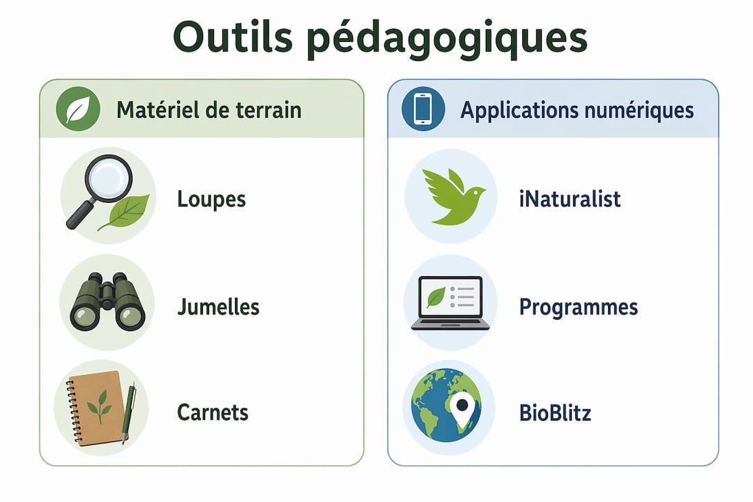 Infographie : comparaison des outils classiques et numériques pour explorer la biodiversité