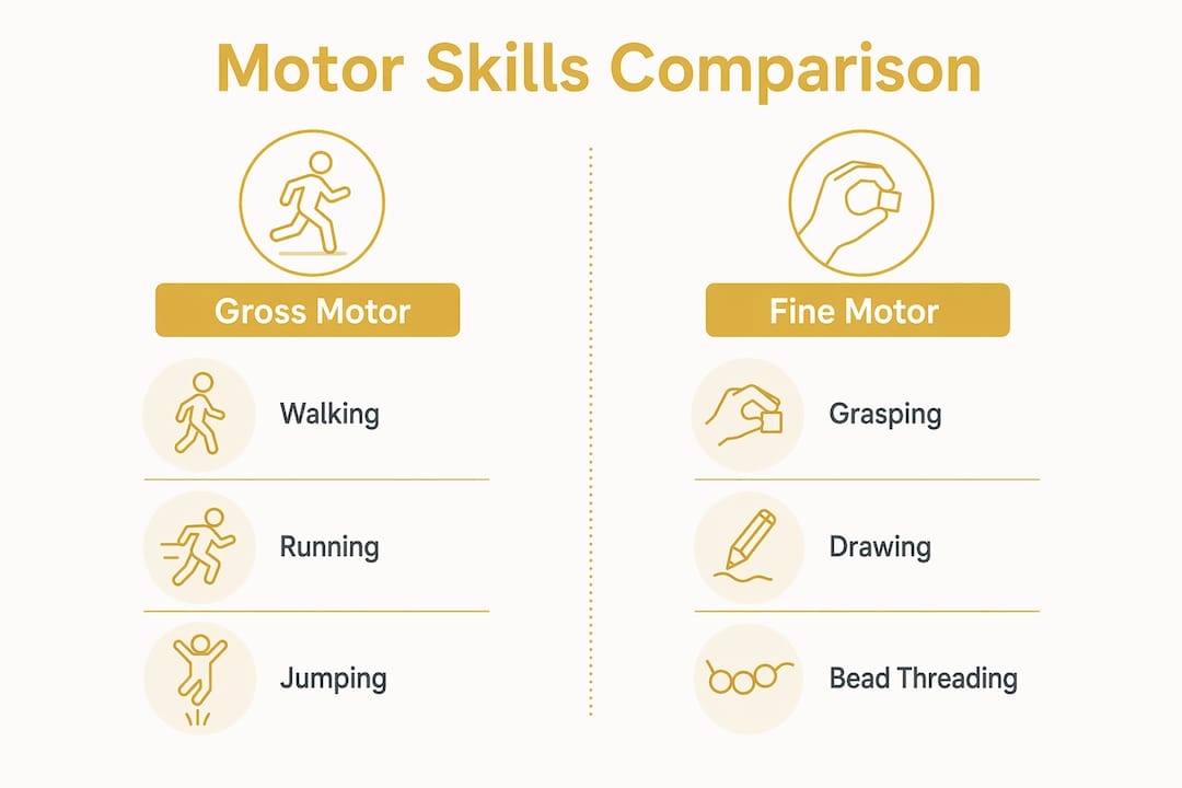 Infographic comparing fine and gross motor skills