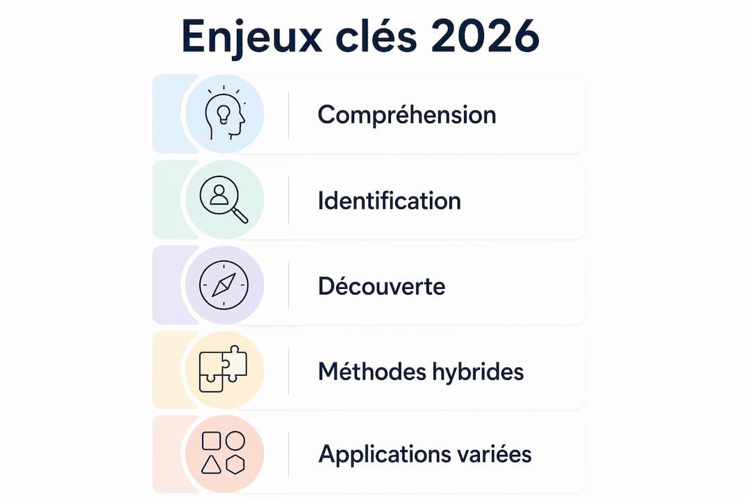 Une infographie mettant en lumière les principaux défis et enjeux de l’approche exploratoire.
