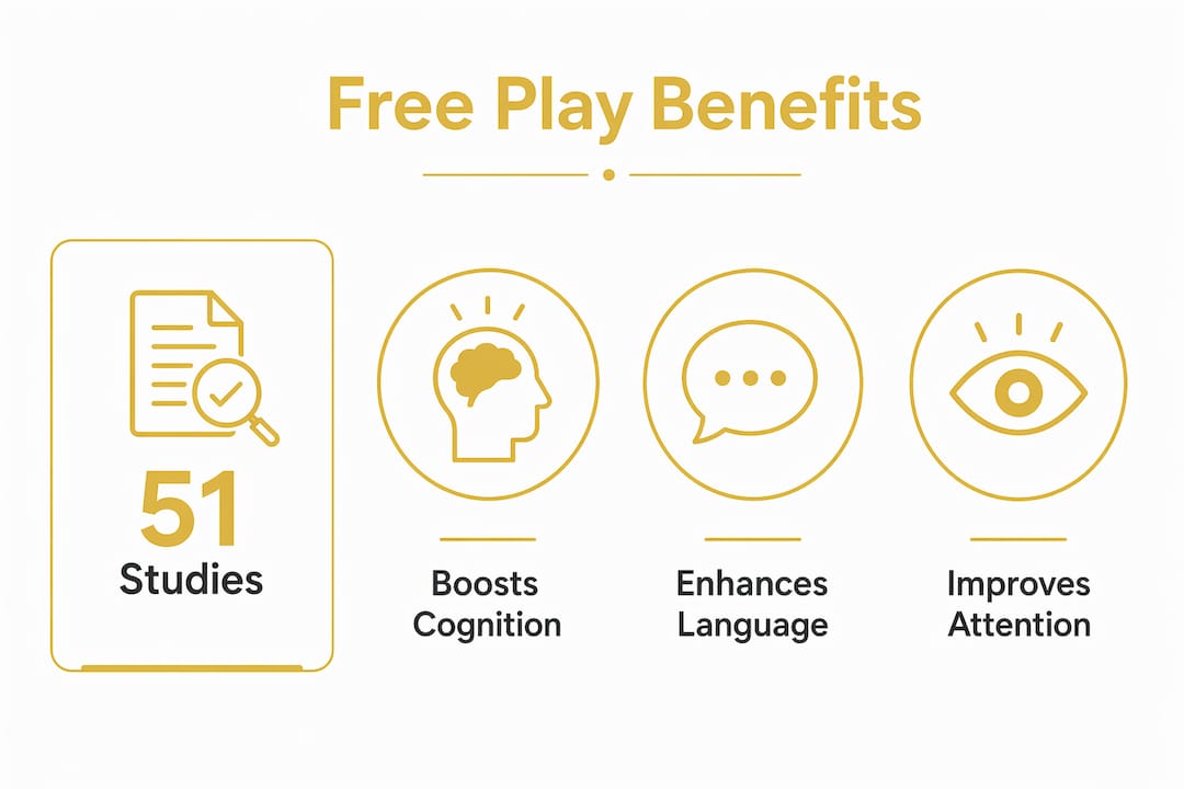 Infographic showing key benefits of free play