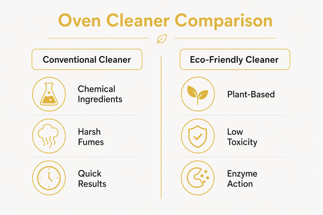 Infographic comparing conventional and eco-friendly oven cleaners
