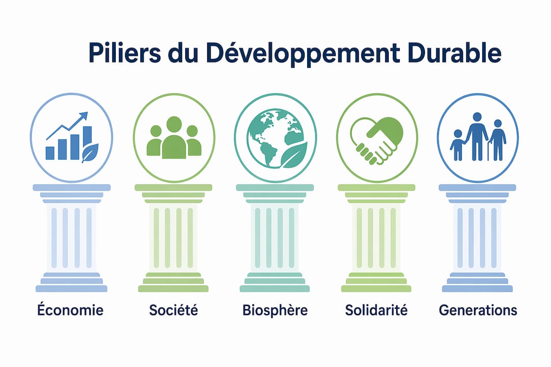 Infographie mettant en lumière les grands axes du développement durable