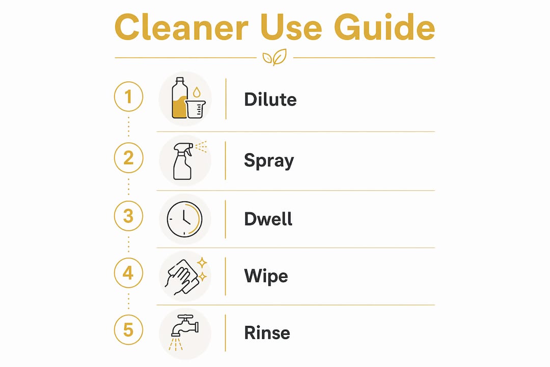 Step by step guide infographic for eco cleaner use