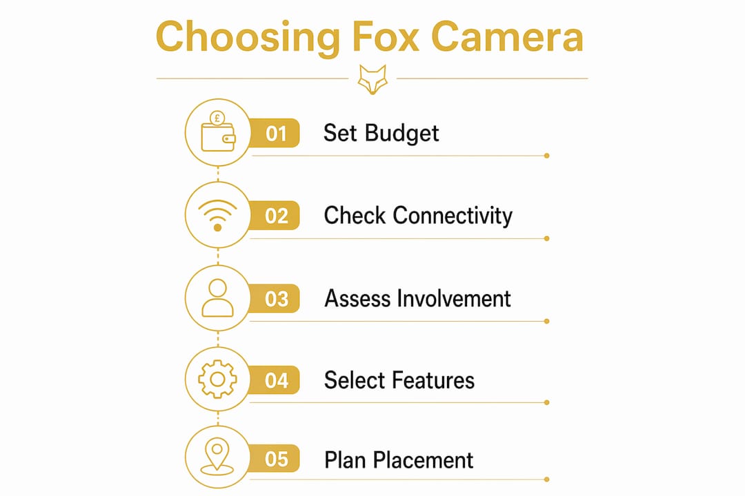 Infographic showing steps to choose fox camera