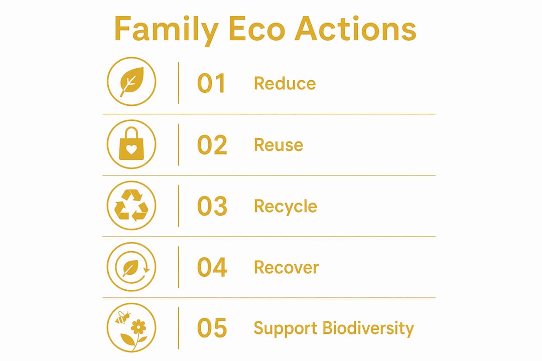 Infographic outlining family eco-friendly steps