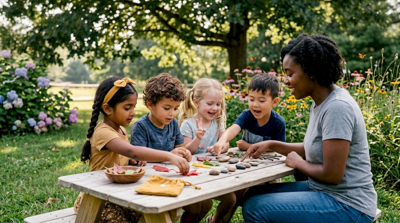 Preschool children in guided play session