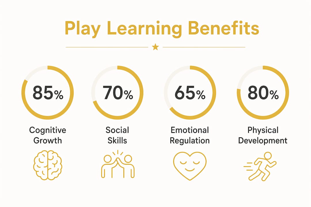 Infographic showing key benefits of play based learning