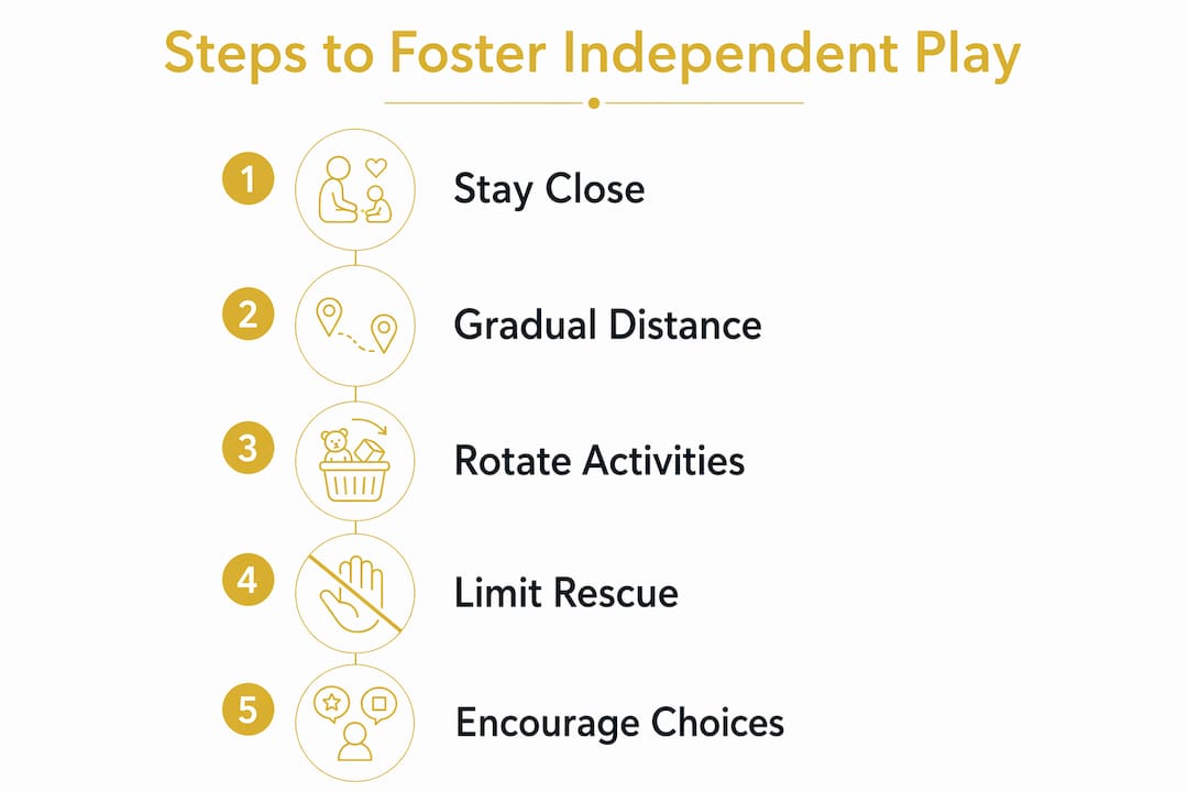 Infographic showing steps to foster independent play