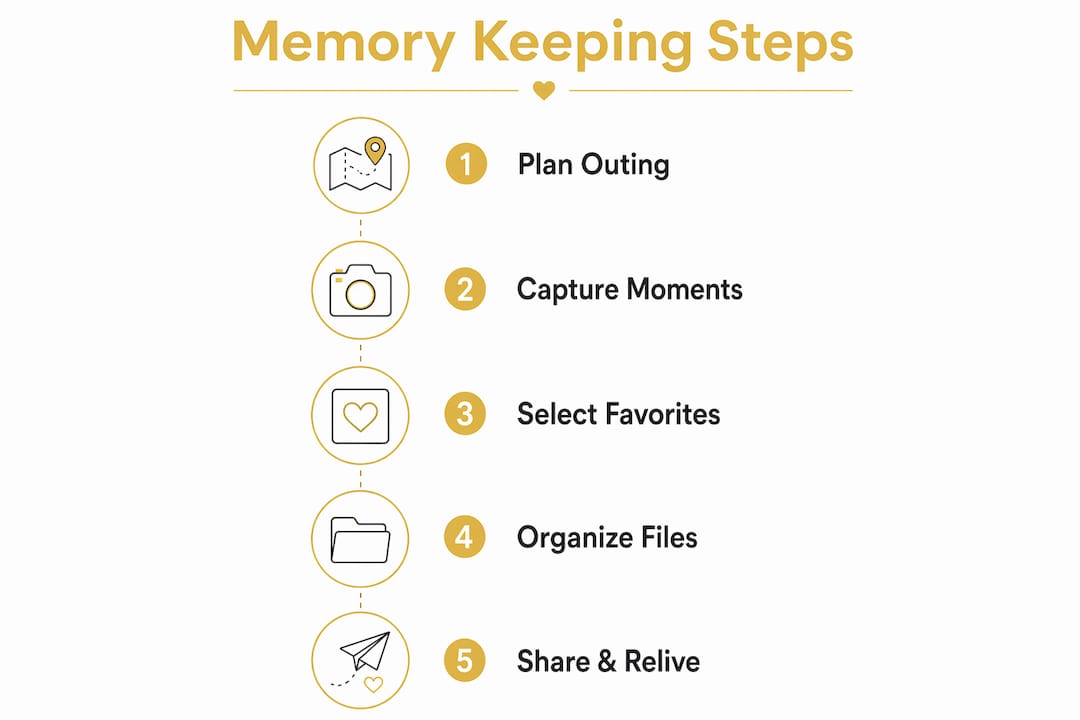 Infographic outlining family memory keeping steps