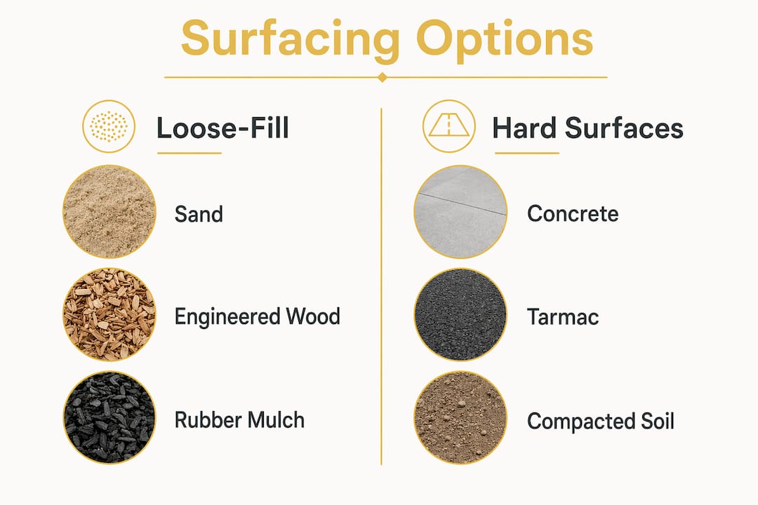 Infographic comparing playground surfacing options